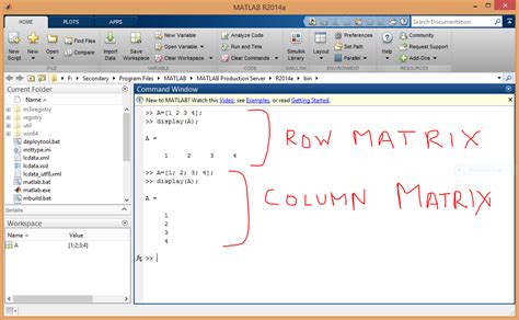 creating a matrix matlab|create an array in matlab.